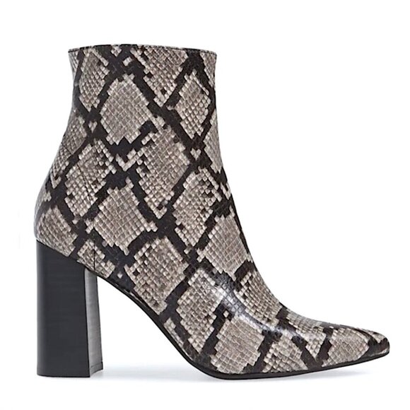 JEFFREY CAMPBELL Raven Leather Python Ankle Side Zip Boots - Picture 1 of 11